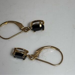 14k gold earrings pierced dangle black CZ gems